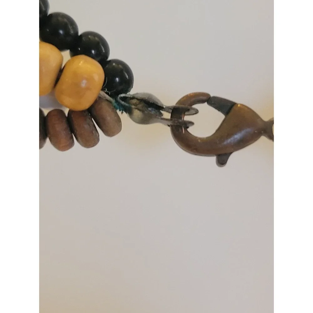 Shell‎ Pendant Necklace Boho Multi Strand Wood Bead Coastal Brown Womens